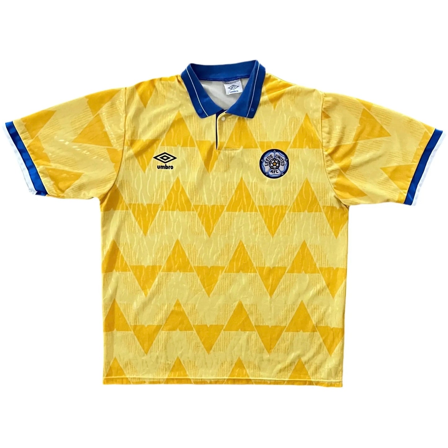 1989-91 Leeds United Away Jersey - (L) | Umbro| Added Time Kits Vintage Soccer Jersey Shop