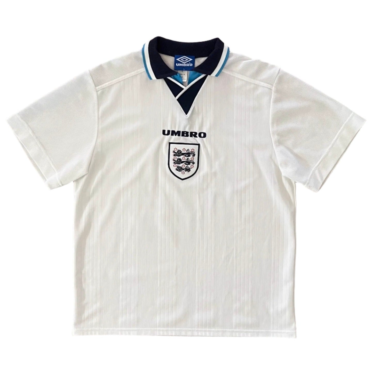 1996-97 England Home Jersey - (L) | Umbro| Added Time Kits Vintage Soccer Jersey Shop