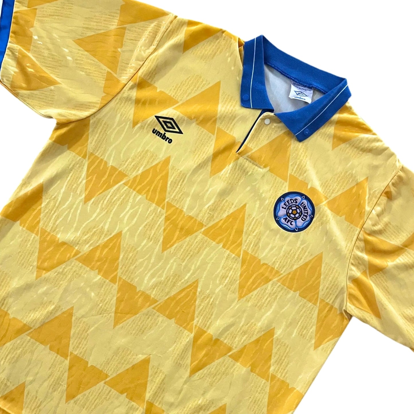 1989-91 Leeds United Away Jersey - (L) | Umbro| Added Time Kits Vintage Soccer Jersey Shop