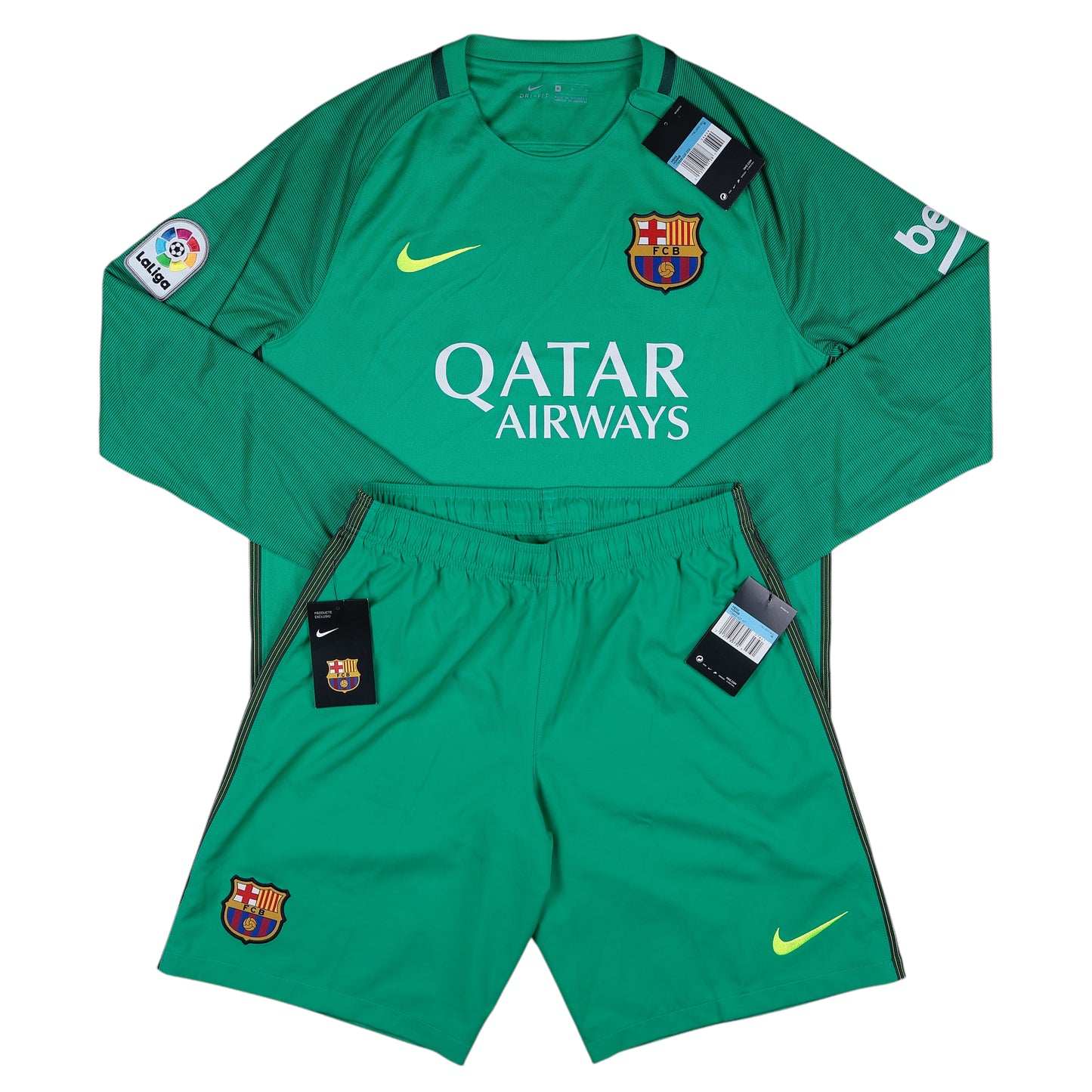 2016-17 Barcelona Full Goalkeeper Kit (Jersey & Shorts) NWT - (M) | Football Shirt Union | Vintage Soccer Jersey Shop