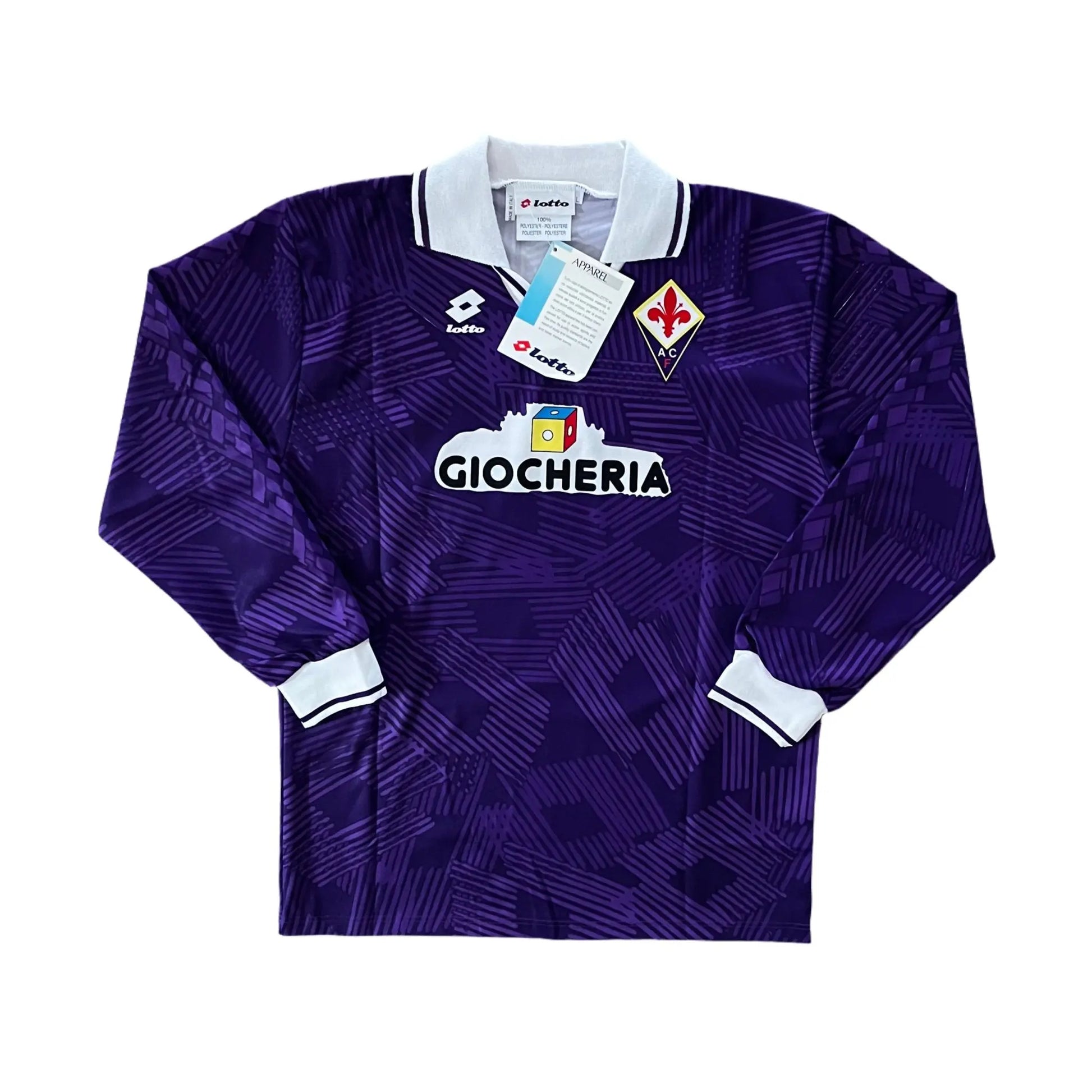 1991 - 92 Fiorentina Player Version L/S Home Kit #15 NWT - (L) - Added Time Kits