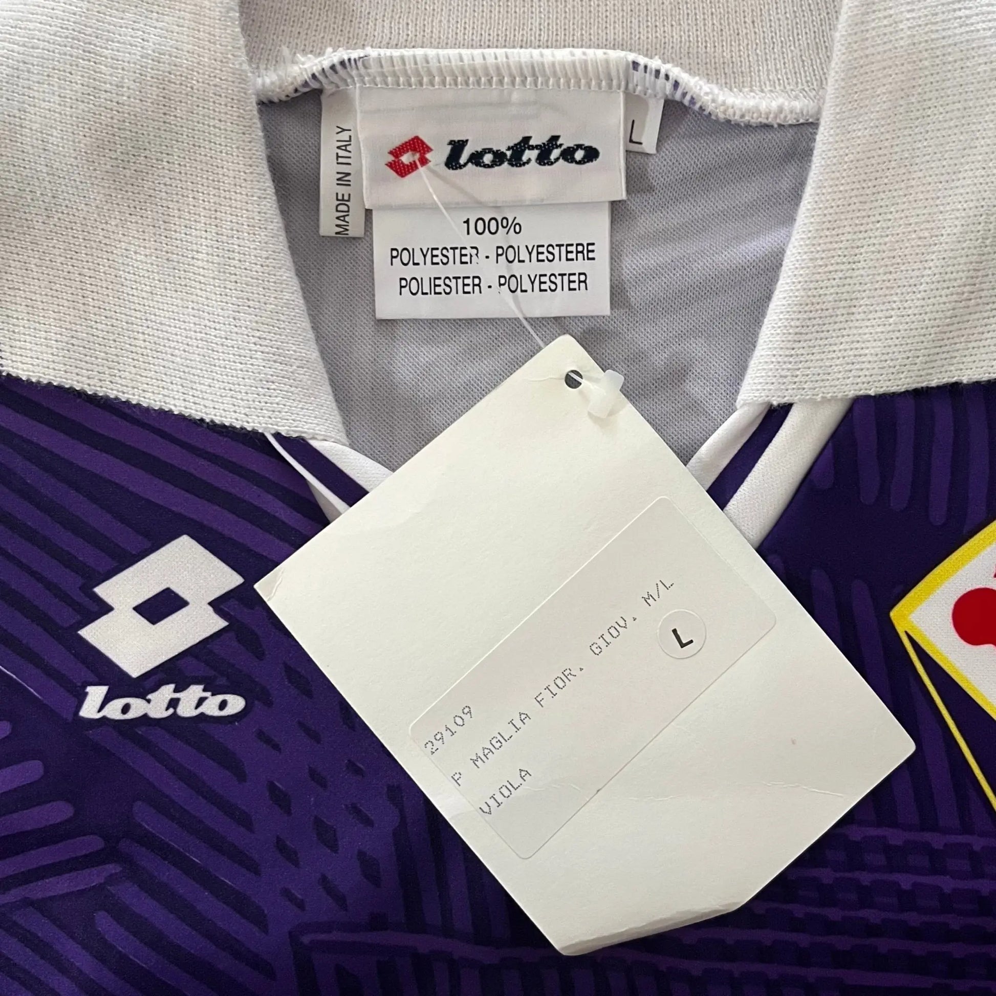 1991 - 92 Fiorentina Player Version L/S Home Kit #15 NWT - (L) - Added Time Kits