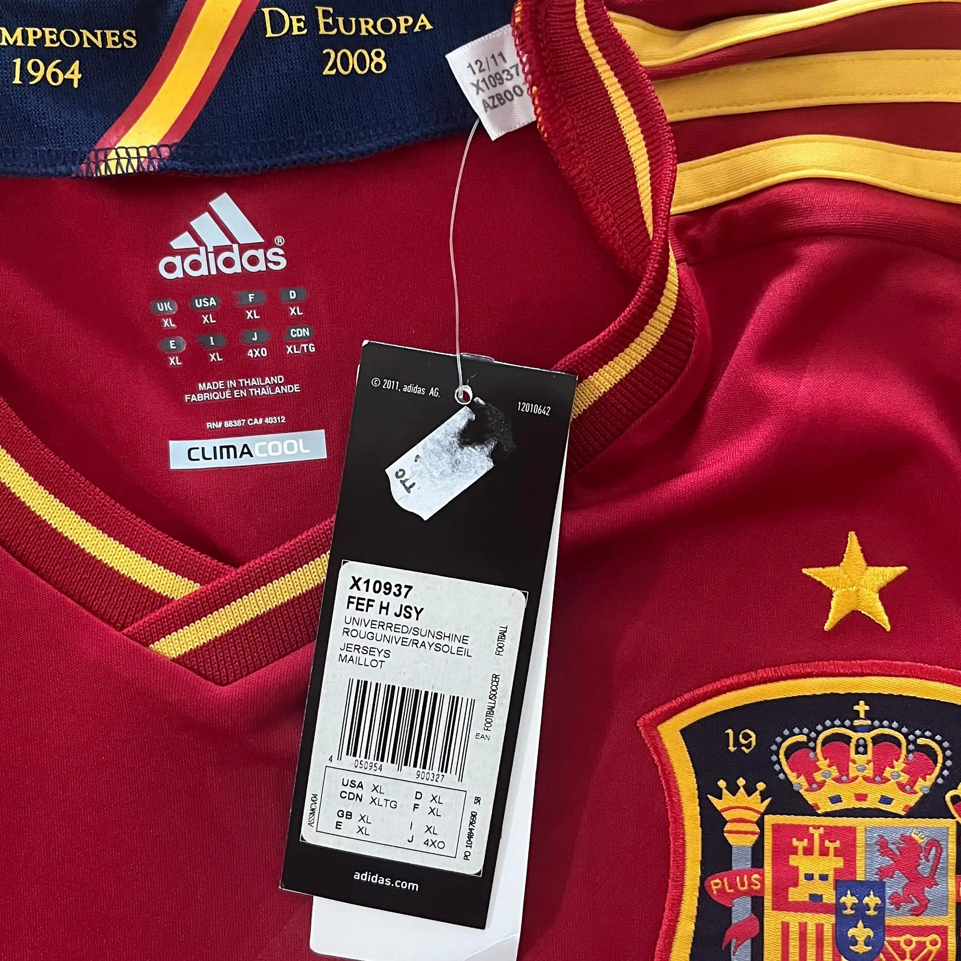 2012-13 Spain Home Jersey NWT - (L, XL) | Adidas