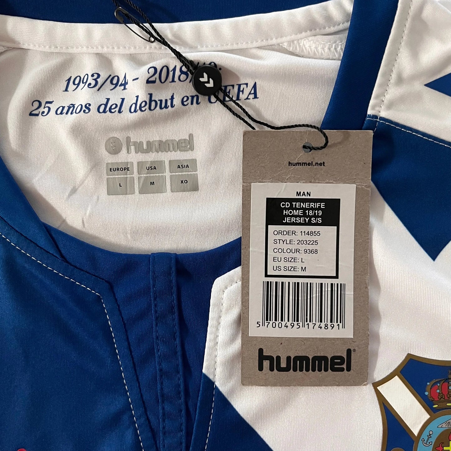 2018-19 CD Tenerife Home Jersey NWT - (M) | Hummel