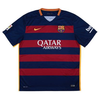 2015-16 Barcelona Messi Home Shirt - (XL) | Nike| Added Time Kits Vintage Soccer Jersey Shop