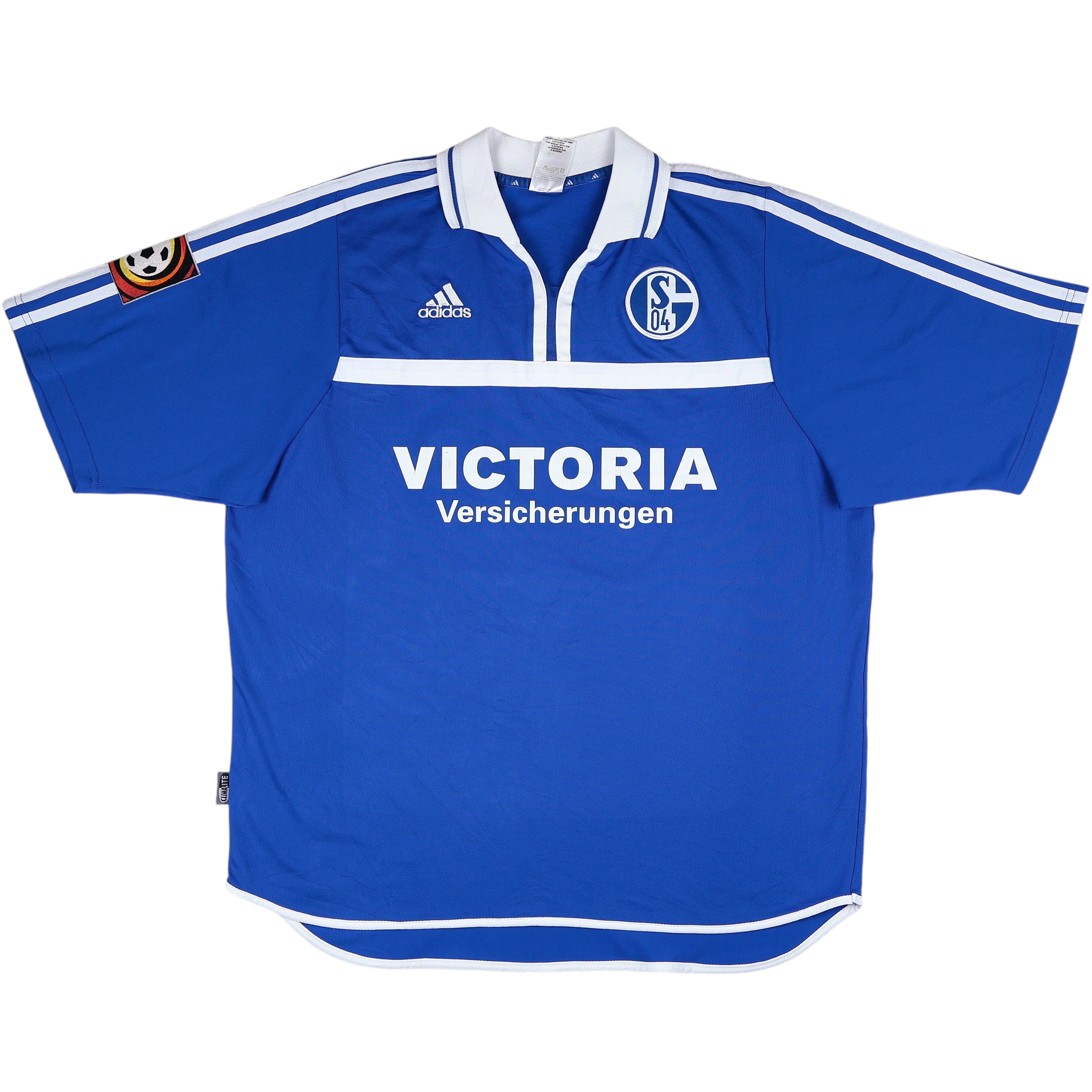 2001-02 Schalke Van Hoogdalem Match Worn/Issue Home Jersey - (XL) | Adidas| Added Time Kits Vintage Soccer Jersey Shop