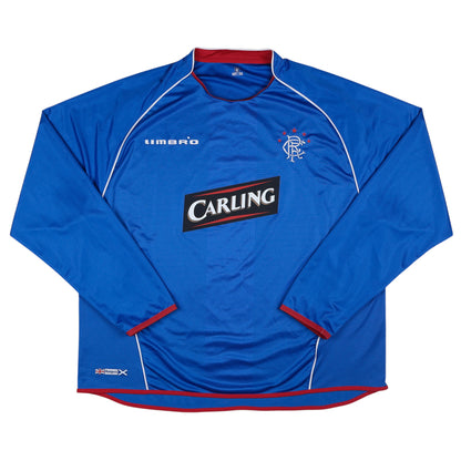 2005-06 Rangers L/S Home Jersey - (3XL) | Umbro| Added Time Kits Vintage Soccer Jersey Shop