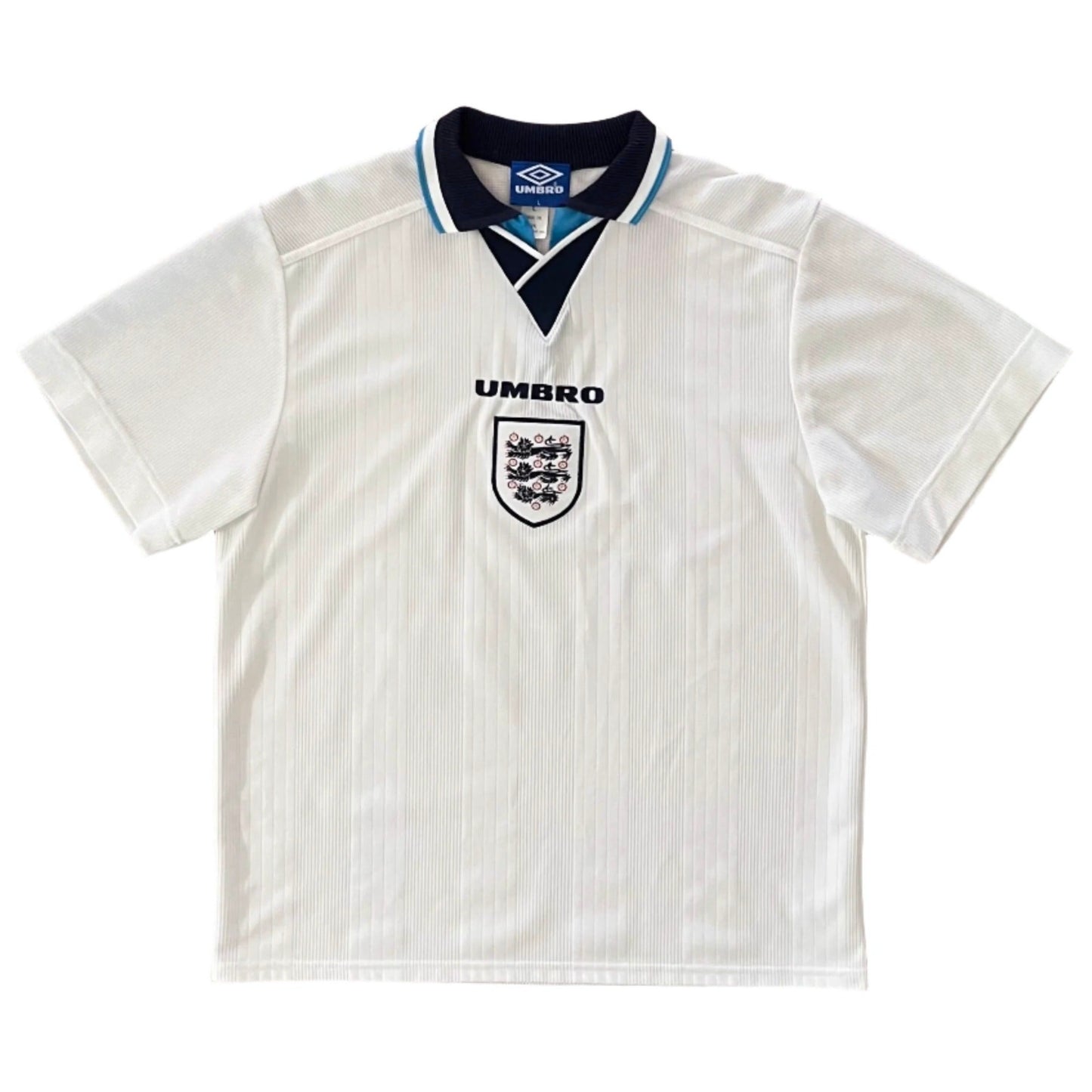 1996-97 England Home Jersey - (L) | Umbro| Added Time Kits Vintage Soccer Jersey Shop