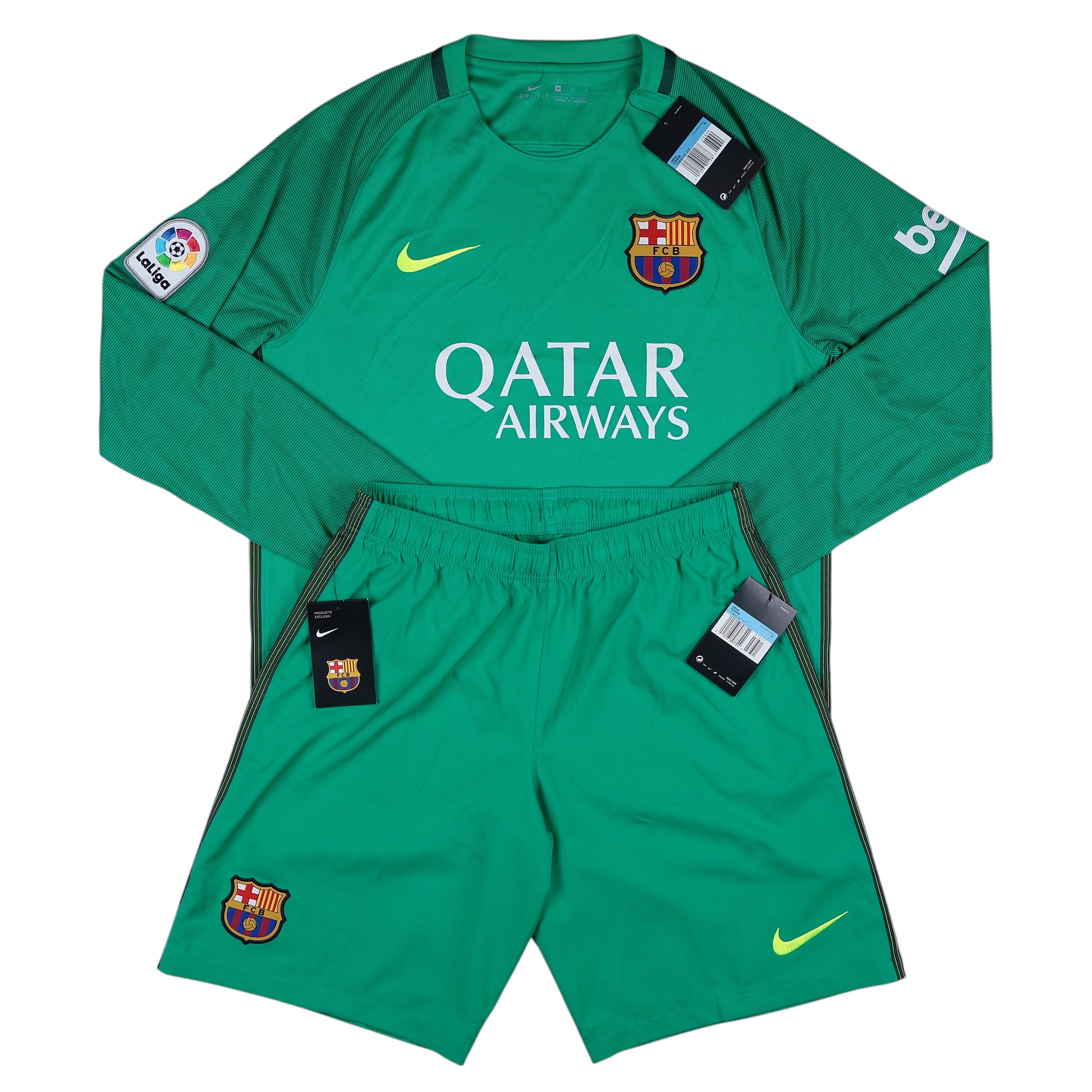 2016-17 Barcelona Full Goalkeeper Kit (Jersey & Shorts) NWT - (M) | Football Shirt Union | Vintage Soccer Jersey Shop