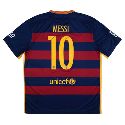 2015-16 Barcelona Messi Home Shirt - (XL) | Nike| Added Time Kits Vintage Soccer Jersey Shop