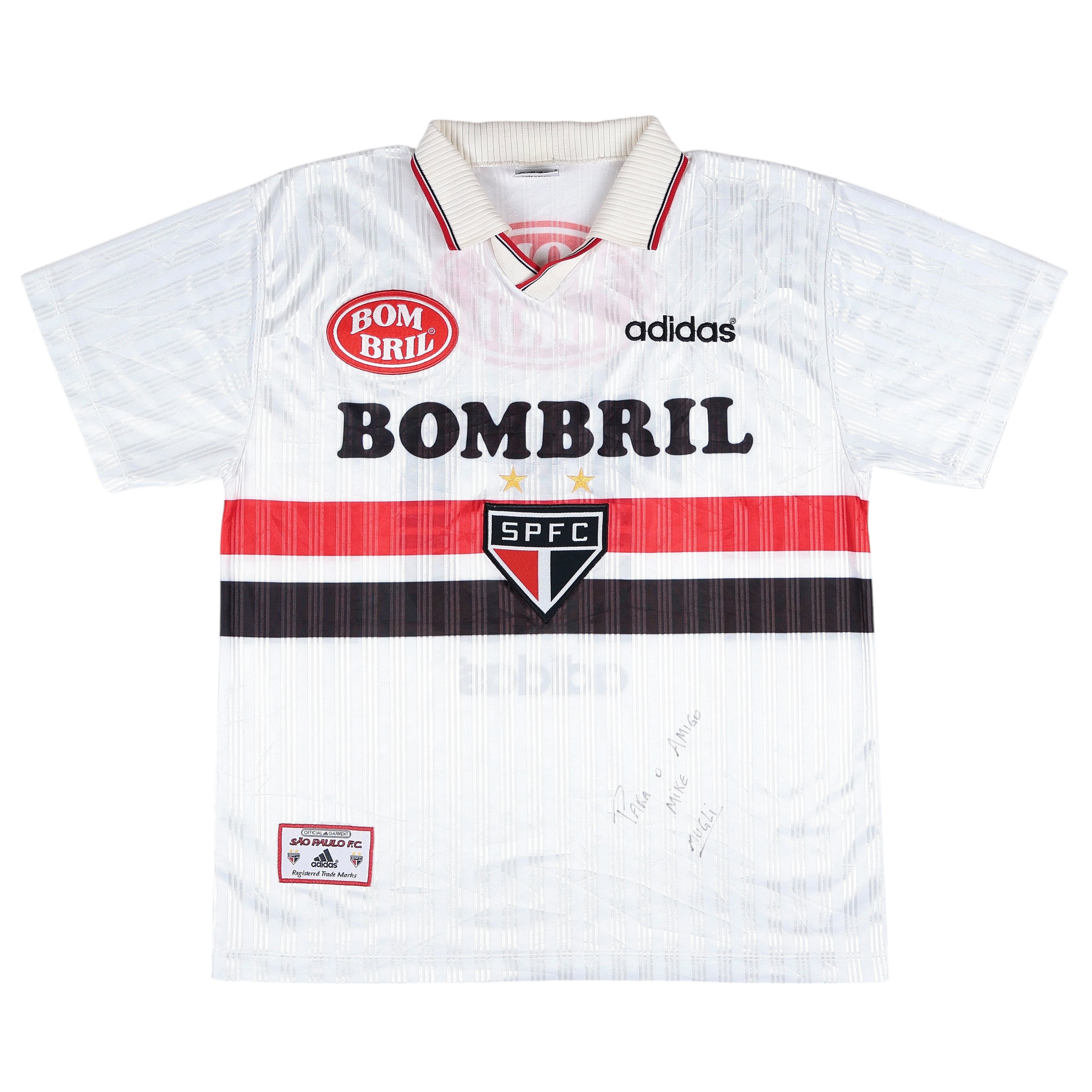 1998 Sao Paulo Signed Home Jersey #10 - (L) | Adidas| Added Time Kits Vintage Soccer Jersey Shop